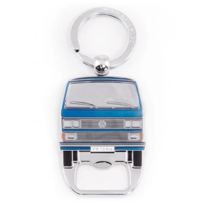 Image of BRISA VW Collection Volkswagen Keychain Ring Accessory Keyholder with Bottle Opener in T3 Bus Vanagon Design (Blue)
