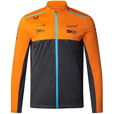 Image of McLaren Formula One Team Official 2023 1 Merchandise Replica Softshell Jacket Phantom/Papaya Men&#039;s (XXL)