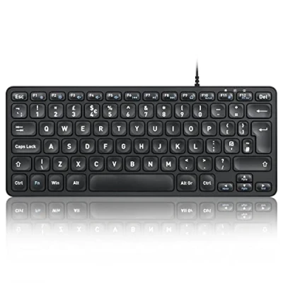 Image of Perixx PERIBOARD 432 Wired USB Keyboard, Slim Design with Big Font Keys, UK QWERTY