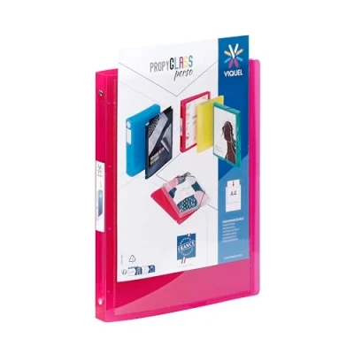 Image of Viquel Customisable A4 Flexible Binder 4 Rings 2.5 cm Spine Translucent Raspberry red