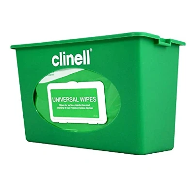 Image of Clinell Wall Mount Dispenser Wipe Easy to Clean, Ideal for Hospitals and Care Homes Green