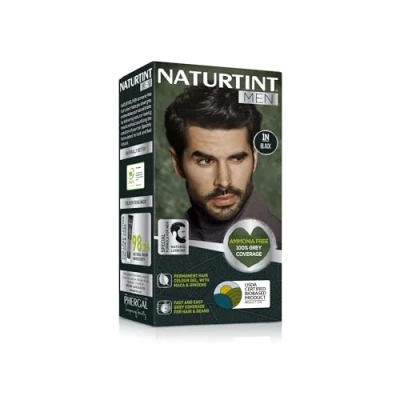 Image of Naturtint Mens Permanent Hair Colour Gel 1N Black for Beard and Moustache. Ammonia Free, up to 100% Grey Coverage, Natural Looking Long Lasting Results