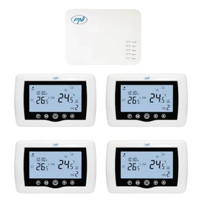 Image of PNI Smart Thermostat CT440 Wireless, with WiFi, Control 4 Zones via The Internet, for Heating Plants, Pumps, Solenoid valves, TuyaSmart APP, Acrylonitrile Butadiene Styrene (ABS), White