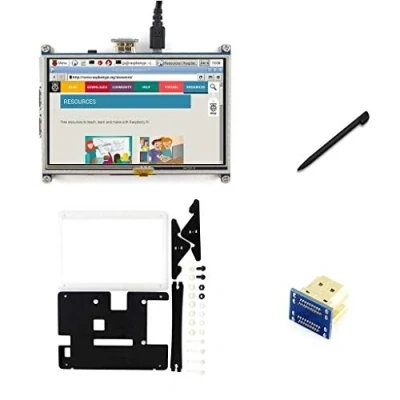 Image of waveshare 5 inch HDMI LCD 800x480 Resistive Touch Screen Display Monitor Touchscreen with Case for Raspberry Pi 3B+ /3B /2B B+ /3A+ /A+ /Zero/Zero W, Support Raspbian Ubuntu Kali Retropie