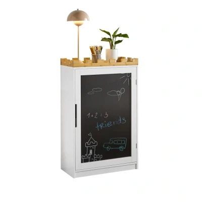 Image of Sobuy Children Bookcase Book Shelf with Blackboard Storage Chest Cabinet Display Rack Organizer,KMB43 W