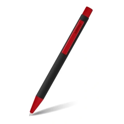 Image of Online soft Metal ballpoint pen, Black&#039;n Red, retractable ball aluminum, replaceable refill, touch feeling, premium writing experience with black colour, durable design colour