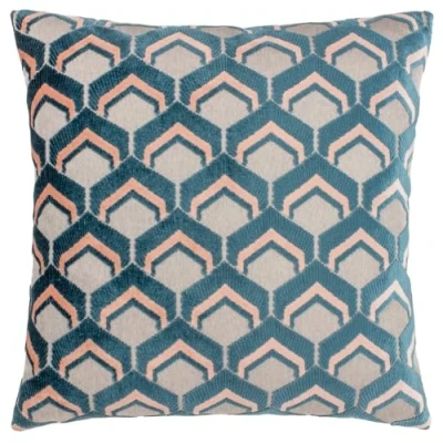 Image of Paoletti Ledbury Velvet Jacquard Cushion Cover, Smoke/Rose