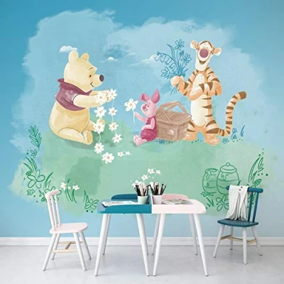Image of Komar DX6 033 Fleece Photo Wallpaper Winnie The Pooh Picnic Size 300 x 280 cm Width Height 50 Railway Wall Picture Decoration Plaque Children&#039;s Bedroom