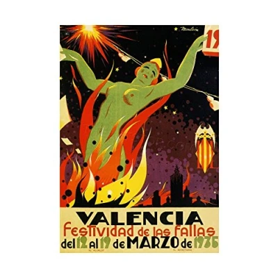 Image of Wee Blue Coo Ad Festival Flaws Valencia Green Lady Spain Wall Art Print