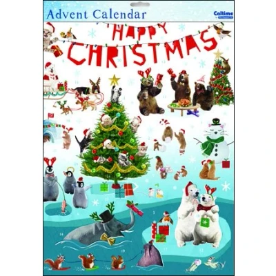 Image of Caltime Traditional All Together Animal Large Advent Calendar 31.5 cm x 41 with white envelope