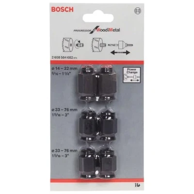 Image of Bosch Professional 6 piece Transition Adapter Set (2 Adapters Ø 14 30 mm, 4 32 210 Accessory Hole Saw)