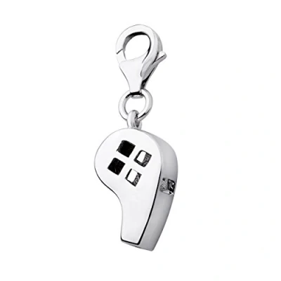 Image of Quiges 925 Sterling Silver 3D Whistle Lobster Clasp Charm Clip on Pendant