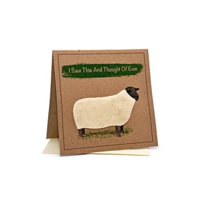 Image of Sheep (I Saw This and Thought of EWE) Greeting Birthday Card (Anniversary/Blank Inside)