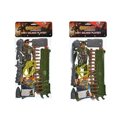 Image of Combat Mission Army Soldier Fancy Dress Set With Figure Toy Gun, Grenades + More!