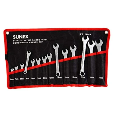 Image of Sunex Tools 9715A Metric Raised Panel Combination Wrench Set, 14 Piece