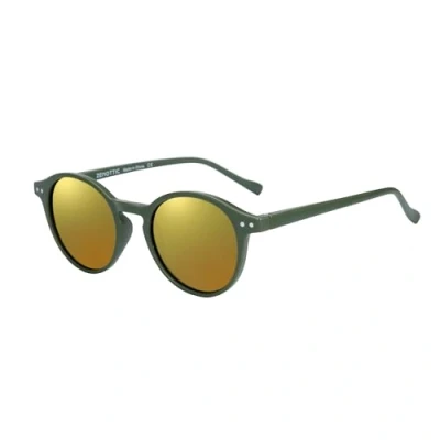 Image of ZENOTTIC Polarized Round Sunglasses, Stylish Sunglasses for Men and Women Retro Classic, Multi Style Selection, Matte Green/Yellow Mirror, M