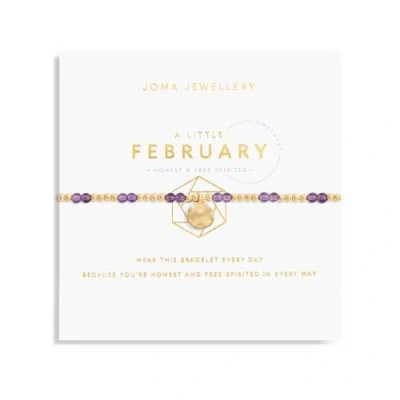 Image of Joma Jewellery A Little Birthstone Gold FEBRUARY AMETHYST Bracelet 17.5cm Stretch Adjustable Wrist Stacking