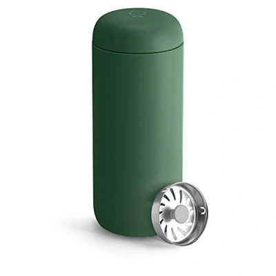 Image of Fellow Carter Move Travel Mug Vacuum Insulated Stainless Steel Coffee and Tea Tumbler with Ceramic Interior Splash Guard, Cargo Green, 16 oz Cup