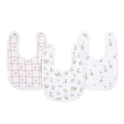Image of aden + anais™ Essentials 3 Pack Cotton Muslin Baby Snap Bibs Country Floral