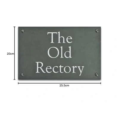 Image of Smooth Slate Green House Signs, Personalised With Your Name/Number (355mm x 100mm 10mm)