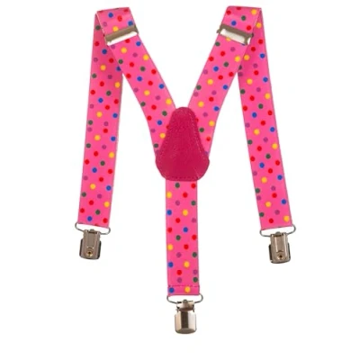 Image of Olata Children’s Elasticated Design Y Shape Braces/Suspenders (1 5 Years) 2.5cm. Polka Dot (Pink)