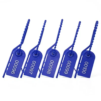 Image of Lzbignun 1000pcs Plastic Tamper Seals Numbered Security Tags 250mm Pull Tite Seal Signage Zip Ties for Fire Extinguisher, First Aid Kit (Blue)