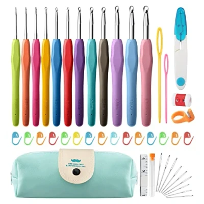 Image of OWill Crochet Hooks Set, 12 PCS Ergonomic Sizes, Kits for Beginners and Adults, Hook with Storage Bag Accessories, Applications Knitting Enthusiasts