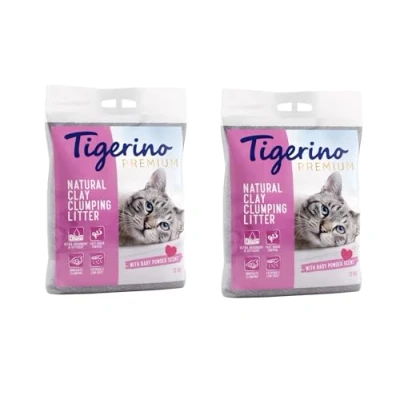 Image of Tigerino Cat Litter, Double Pack / Natural Clumping, Baby Powder Scent for Owners