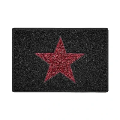 Image of Nicoman STAR Door Mat｜Entrance Barrier Dirt Trapper Floor Mat｜Patio Garden Conservatory Doormat｜Indoor Outdoor Matt｜Black with Red Star, 60x40cm