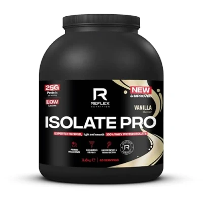 Image of Reflex Nutrition Isolate Pro 83% Premium Protein from Whey Powder Fast Absorption, Low Lactose, Fat, Sugar Shake Muscle Gain (Strawberry, 1.8kg, 60 Servings)