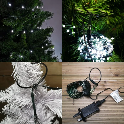Image of 200 LED 10 x 1.9m Premier Multi Function Waterfall Christmas Tree Lights with Timer in Cool White