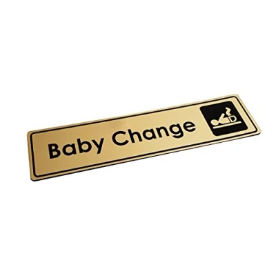 Image of GOLD Baby Change Door Sign with Adhesive for Business, Restaurants, Bars, Cafe, Hotels