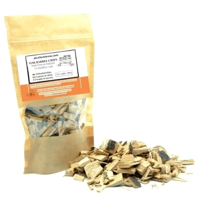 Image of AlcoFermBrew OAK CHIPS 100G Emptied Barrel from a US Distillery, Flavoring Wine, Beer, Moonshine Homebrewing and Winemaking