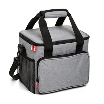 Image of Tatay Urban Food Picnic Insulated Lunch Bag, 11 L Capacity, Triple Layer Material, Flexible and 100% waterproof. Denim Grey. Measure 28.5 x 21 24 cm