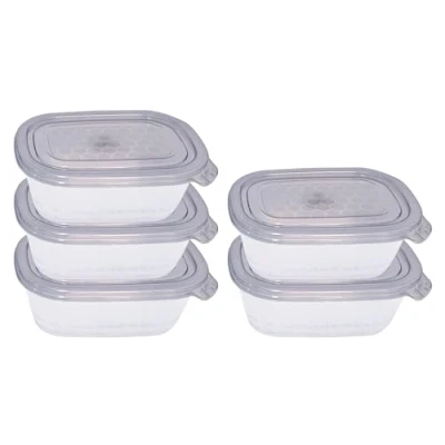 Image of Neez Small Food Containers with Lids (5 Pack, 500ml) BPA Free Plastic Storage Stackable, Microwavable, and Freezer Safe Boxes for Meal Prep Fridge Organization
