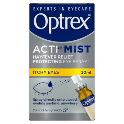 Image of Optrex ActiMist 2 in 1 Eye Spray for Itchy Hayfever Allergy Plus Watery Eyes 10 ml (Pack of 2)