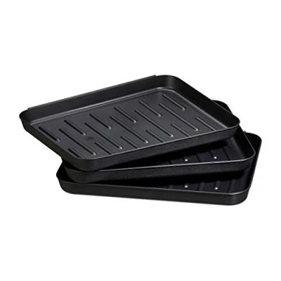 Image of Relaxdays Shoe Set of 3, Plastic Boot, 3 Pairs Footwear, Tray HxWxD x 35 27 cm, Black