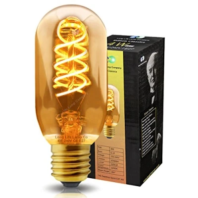 Image of Retro Vintage LED 4w Edison Style Spiral Filament Bulb Smoked Gold Glass T45 Teardrop E27