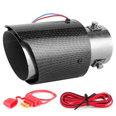 Image of aqxreight Exhaust Tail Pipe, Tailpipe Throat Muffler LED Tip Trim Fits For Car Replacement Inlet 63mm Outlet 90mm[red]