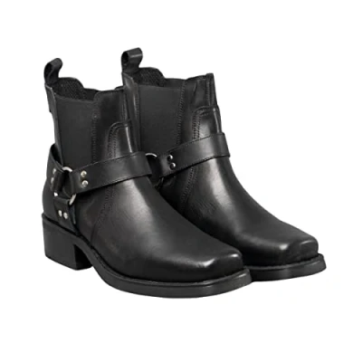 Image of Gringos Mens Western and Cult Fashion Low Harley Black Leather, UK 8/EU 42