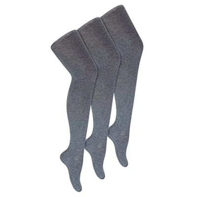 Image of 3 Pair Multipack Girls School Tights Soft Plain Opaque for (3 4 Years, Grey)