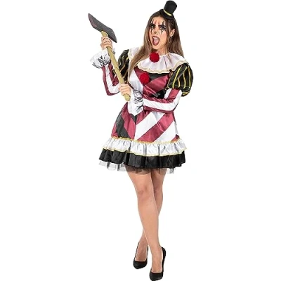 Image of Funidelia Premium Sexy Scary Clown Costume for woman Clowns Halloween Horror adults accessory fancy dress &amp; props carnival parties Size XL Maroon