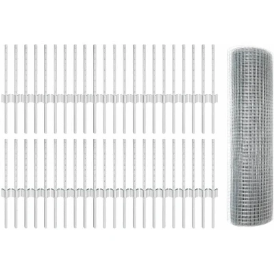 Image of vidaXL Welded Wire Fence with 44 U Posts Silver 0.4x100 m Steel
