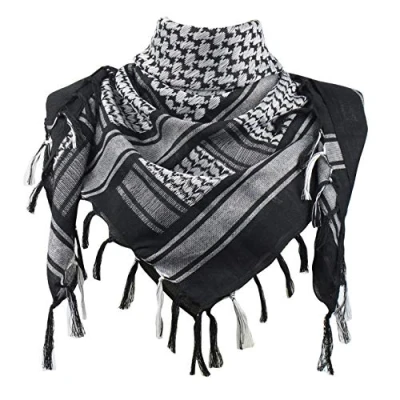 Image of Explore Land Cotton Military Shemagh Tactical Desert Keffiyeh Scarf Wrap Black and White
