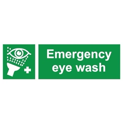 Image of Emergency Eye wash Safety Sign (L) 1mm Plastic (300mm x 100mm)