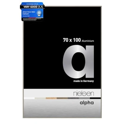 Image of nielsen Alpha Photo Frame 70x100cm Aluminium Picture Frame, Light Grey with Protective Float Glass and Push Turn Clips