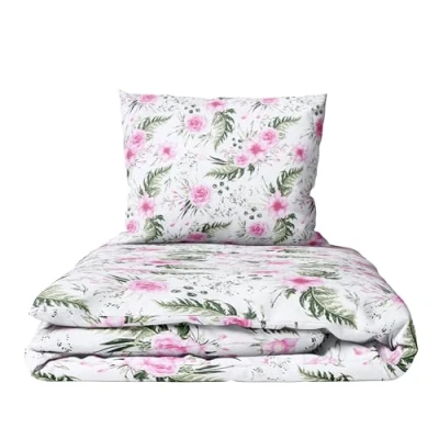 Image of 2 Piece Baby Children Quilt Duvet &amp; Pillow Set 80x70 cm to fit Crib or Pram (Rose Pink)