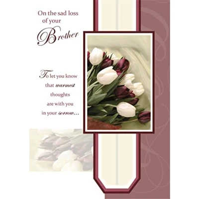 Image of Loss Of Brother Sympathy Condolence Bereavement Card Tulip bouquet Medium Size with Plain Envelope
