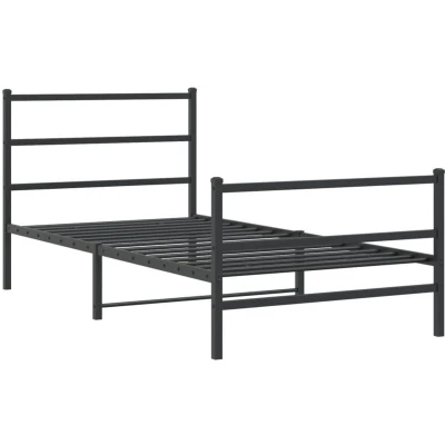 Image of vidaXL Metal Bed Frame without Mattress with Footboard Black 100x190cm