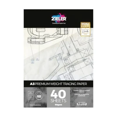 Image of A3 Tracing Paper Pad 90gsm Medium Weight, 40 Sheets by Zieler